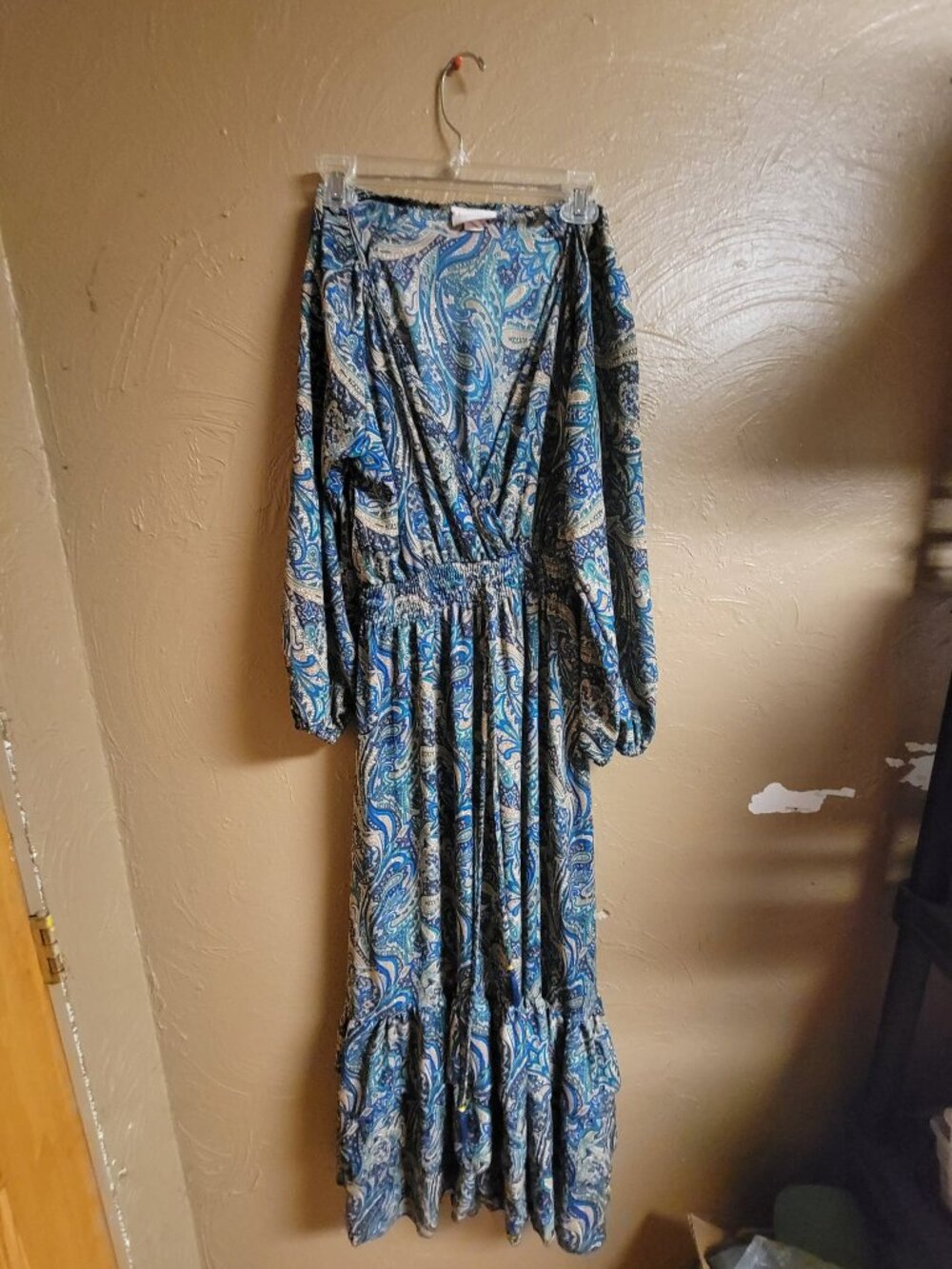 BOEMO Dress M Paisley Ruffle Tiered Balloon Maxi Midi #153